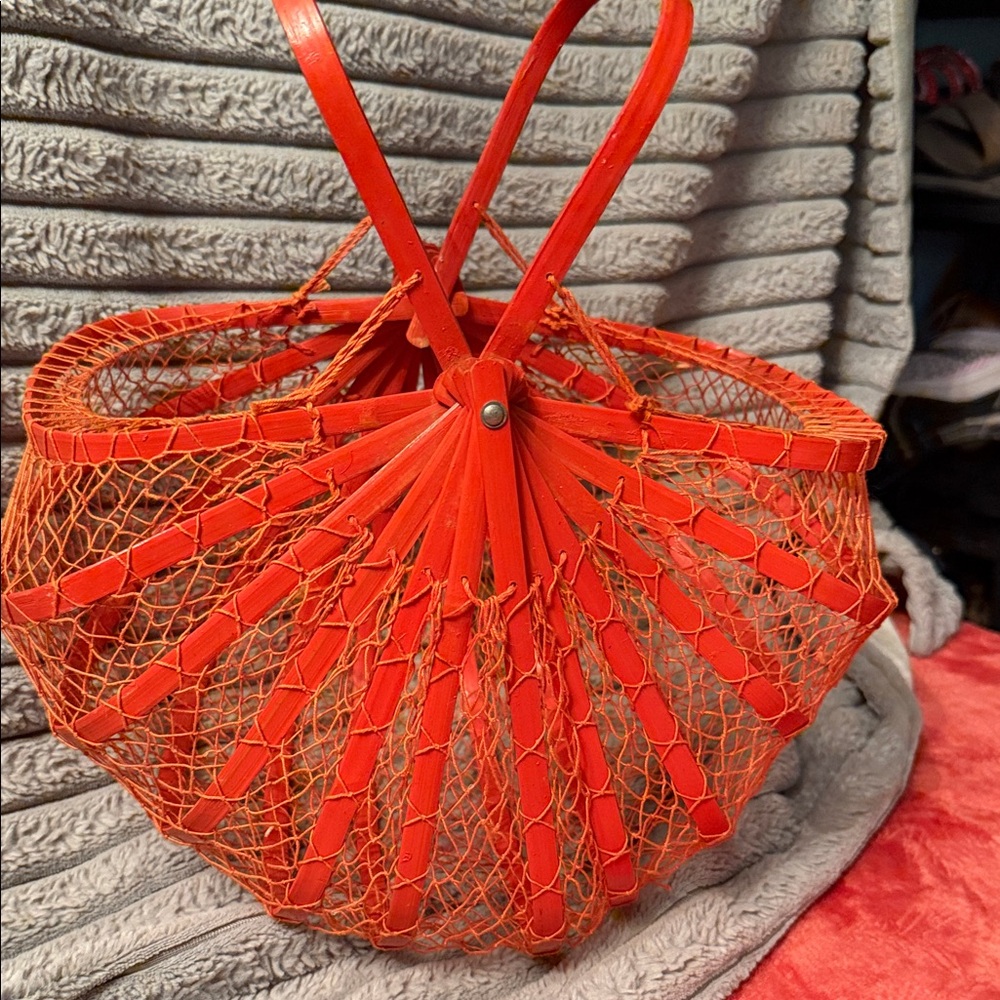 Orange Woven Net Tote Bag - Stylish Beach & Market Carry